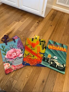 NWT Trader Joe's Reusable Tote Bags - Floral, San Francisco Crab, Indiana